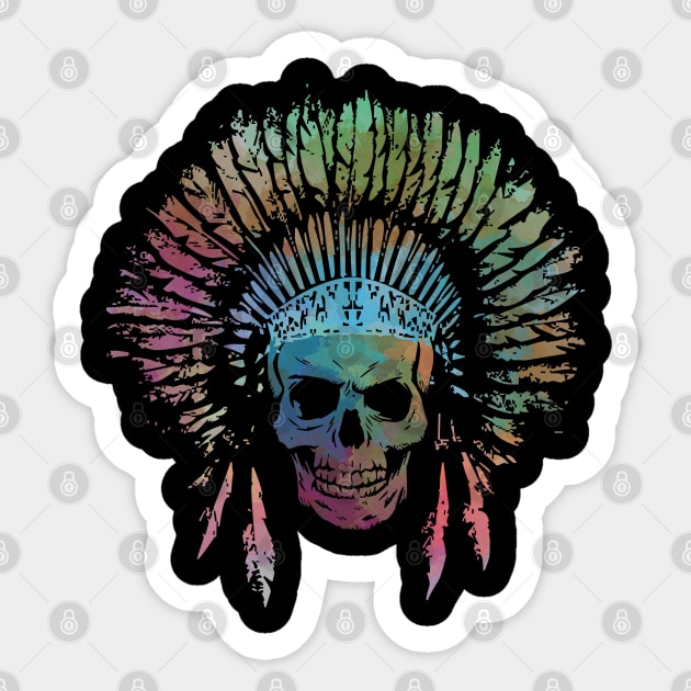 Chief Skull Watercolor Sticker by EthosWear